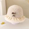 Chapéus Novos de Outono e Inverno para Bebês Meninos e Meninas, Chapéus Balde Estilo Japonês, Renda de Coração Pequeno e Coelho, Chapéus de Pescador Infantis Quentes e da Moda