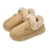 Zapatillas de Algodón Impermeables Simples Lidani para Mujer Otoño/Invierno Nuevo Estilo Interior Hogar Cálidas Cómodas Zapatos de Cuero Algodón para Hombre Se Pueden Usar al Aire Libre