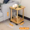 Mesa lateral de sofá, pequena prateleira de armazenamento para uso doméstico, mesa de cabeceira com rodinhas, mesa móvel, mesa de cabeceira simples de camada dupla