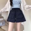 Shorts Cargo Deportivos de Secado Rápido para Mujer en Verano, Ropa Exterior Delgada, Sueltos de Cintura Alta con Línea A, Casuales con Aspecto Adelgazante, Pantalones Anchos de Tres Cuartos