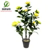 Simulación transfronteriza adornos de plantas verdes olivo flor artificial plantación árbol de camelia laca limón naranja planta en maceta