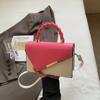 Bolso Cuadrado Pequeño Portátil de Metal Cruzado Simple Casual de Primavera con Combinación de Colores Texturizados de Moda Nuevo 2025 de Color en Contraste para Mujer