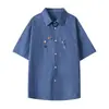 2026 Verano Diseño a Cuadros Marca de Moda Talla Grande Botones Holgada Camisa de Manga Corta para Hombre Cd6430 Ropa de Moda para Hombre