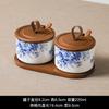 Tarro Cerámico Estilo Retro Chino para Condimentos de Cocina, Recipiente para Aceite y Salsa Picante, Aceitera, Salero, Tarro para Chiles Color Azul y Blanco Bajo Esmalte para Uso Doméstico