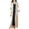 Estilo Super Largo 100% Lana Otoño/Invierno Nuevo Cárdigan Tejido Suéter Abrigo Estilo Perezoso Holgado para Mujer Versátil Largo
