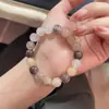 Pulsera de Perlas Redondas de Jade Seda Dorada Violeta de Xinjiang al por Mayor de Fábrica, Pulsera de Piedras Preciosas Múltiples, Círculo Único, Oferta Especial de Transmisión en Vivo