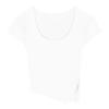 Camiseta curta de verão com gola quadrada, slim irregular, branca, feminina, manga curta, nova, 2024