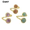 WT-R530 Avanzado Doble Gema WRap Alrededor Tamaño Ajustable Gema de Color Natural Anillo Diario para Mujer