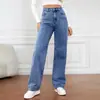 Jeans de Mezclilla Lavada de Corte Holgado para Primavera y Verano 2026 para Mujer, Estilo Largo, Modernos, Versátiles, Jeans Adelgazantes para Mujer