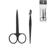 Juego Completo de Herramientas Negras Huecas para Recortar Cejas, Juego de Pinzas para Cejas de Acero Inoxidable de 4 Piezas, Juego Especial de Tijeras para Cejas y Cuchillo de Recorte, Venta al por Mayor