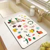 Tapete Drenante Personalizável Estilo Fresco de Terra de Diatomáceas, Tapete de Mesa Absorvente de Água Secagem Rápida para Cozinha, Tapete de Secagem com Controle de Água para Bancada de Bar, Tigelas e Hashis