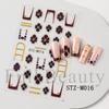 Adesivos de Unhas Artísticas Novos Transfronteiriços Outono e Inverno Vinho Marrom Azul Flor Anel Pendurado Micro-Esculpido Adesivos de Unhas Atacado
