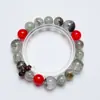 Pulseira Algae Spark de Quartzo Verde Fantasma Natural para Mulheres, Pulseira Versátil de Quartzo Rutilado Verde Granate Atacado