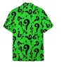 Camisa de Manga Curta com Padrão de Ponto de Interrogação em Arte Abstrata 2025 Moda Masculina Camisa Havaiana com Lapela Casual Camisa Casual