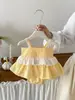 Nuevo Estilo de Verano Vestido Sencillo con Tirantes para Bebés y Niños Pequeños, Casual, Fresco y Dulce Mono de Una Pieza Triángulo para Bebés Niñas en Verano