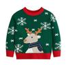Suéter Navideño Infantil para Niños y Niñas, Tejido de Punto Pullover Jacquard de Dibujos Animados con Cuello Redondo, Camiseta Básica Cálida de Manga Larga para Otoño e Invierno