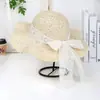 Sombrero de Paja con Lazo de Perlas y Borde Ondulado Estilo Francés para Mujer, Estilo de Viaje y Vacaciones en la Costa de Verano, Sombrero de Sol para Playa