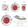 Decoración Navideña Transfronteriza de Temporada Diseño para Fiesta Plato de Papel Vaso de Papel Servilleta de Papel Mantel Plato Desechable para Cena Paquete de Vajilla