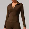 Chaqueta Deportiva Elástica Alta Europea y Americana Transfronteriza, Chaqueta Ajustada para Montar, Yoga, Fitness, Chaqueta de Manga Larga Casual para Correr para Mujeres