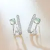 Brincos Geométricos de Jade Natural com Zircônia para Mulheres, Design de Nicho, Estilo Cool, Novos Brincos Elegantes da Moda 2026