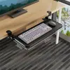 Estante para teclado sin perforación, bandeja para teclado debajo del escritorio sin instalación, estante de almacenamiento tipo cajón con riel deslizante retráctil para computadoras