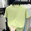 Camiseta de Manga Corta de Algodón Lyocell de Verano Nuevo Estilo Transfronterizo para Hombre Casual Cuello Redondo Transpirable Sin Planchar Color Sólido Versátil Sudadera