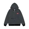 Sudadera con capucha a rayas y estampado de letras estilo retro americano para hombre y mujer, otoño 2026, estilo casual holgado y perezoso, chaqueta con cremallera