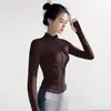 Cardigan con cremallera de secado rápido para correr y fitness para mujer, chaqueta deportiva de yoga, top de manga larga, elástico, para el día a día, entrenamiento, ropa deportiva