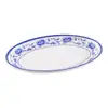 Plato ovalado de melamina azul y blanco de porcelana A5 para pescado plato para platos fríos plato de plástico plato de cocina de hotel comercial