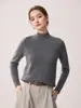 Suéter pullover de punto grueso 100% lana de cabra pura para mujer con cuello semialto y hombros raglán, perfecto como capa base