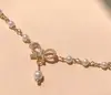 Pulseira de Pérola com Laço Micro-cravejado para Mulheres Banho de Ouro Real Estilo Coreano Pulseira Doce Versátil Melhor Amiga Douyin Mais Vendido Joia de Mão