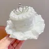 Grampo de Cabelo Pequeno com Renda para Mulheres, Doce Acessório de Cabelo com Laço de Pérola, Sessão de Fotos de Aniversário, Presilha Lateral Estilo Princesa
