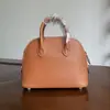 Bolso de Bowling de Cuero de Vaca de Primera Capa de Gama Alta de 18 cm con Hilo Encerado Cosido a Mano para Mujer, Bolso de Hombro Único Cruzado con Herrajes Completamente de Acero