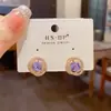 Pendientes de Moda Exquisitos Coreanos y Japoneses de Lujo Ligero, Cuadrados Morados con Circonitas, Elegantes y Sencillos, Compactos y Versátiles, Pendientes Super Brillantes