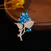 Broche de Alta Gama para Mujer de Moda Japonesa y Coreana Transfronteriza, Hebilla de Bufanda con Pedrería, Hebilla Antiexposición, Pin de Broche de Cristal, Accesorios para Traje