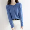 Cardigan de Tricô Gola Redonda Casaco Suéter Feminino Início da Primavera Início do Outono Inverno Novo Estilo Manga Longa Solto Estilo Coreano Lã Vestuário Curto