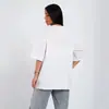 Camiseta de verano transfronteriza nueva y moderna para mujer, versátil y elegante, con estampado, manga corta, cuello redondo, top holgado