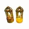 Arte de Hierro Dorado con Pantalla de Seda Calada de Oriente Medio Lámpara de Velas Electrónica Luz Nocturna LED Adorno Luminoso de Escritorio Iluminación