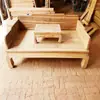 Cama Luohan de Olmo Branco sem acabamento Empurrar-puxar Corpo branco Cama toda em madeira maciça Sofá-cama Antigo Móveis Chineses Escultura
