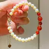 Conjunto de Pulsera y Collar de Perlas de Agua Dulce Finas y Cornalina