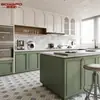 Armários de Madeira Maciça Francesa Clara Personalizados para a Casa Toda Estilo Americano Europeu Verde Retrô Cozinha Cozinha de Celebridade da Internet Fábrica de Armários de Cozinha Personalizados