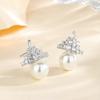 Pendientes de Corona de Reina de Hielo de Plata de Ley S925 para Mujer, Perlas de Swarovski, Pendientes Redondos de Alto Brillo, de Alta Gama y Elegantes para Sociales