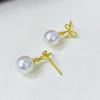 Accesorios DIY Pendientes de Plata de Ley S925 con Perla de Agua Dulce Pendientes de Lazo Vacío Pendientes Pendientes de Plata 7-12