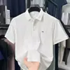Camisa Polo de Lujo Ligero para Hombre, Camiseta de Manga Corta con Cuello de Gama Alta, Nuevo Estilo Verano 2025, Ropa para Hombre de Manga Media Bordada de Marca de Moda