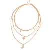 Collar multicapa para mujer con colgante de luna llena de diamantes y estrella de cinco puntas, estilo transfronterizo europeo y americano, para mujer