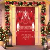 Decoração de Porta Janela de Natal Tecido de Fundo Laço Sino Tema Boneco de Neve Fundo para Fotos Fonte de Fábrica Transfronteiriça
