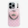 Funda para Teléfono Móvil Magnética con Soporte, Color Rosa Pastel Degradado de Lunares y Corazones, para 17Promax, Adecuada para 16Pro, Doble Capa, 18Pm