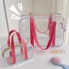 Creme Coreano Grande Capacidade Pvc Totalmente Transparente Impermeável Bolsa de Caminhada para Bebê Bolsa de Praia Bolsa de Ombro Bolsa de Cosméticos Bolsa de Higiene Pessoal