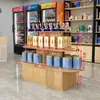 Exhibidor de mostrador para promociones de supermercado, estante para cosméticos y tienda de té, vitrina redonda
