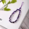 Corrente de Celular de Citrino Natural para Mulheres Pingente de Cascalho de Cristal da Riqueza Corda Curta para Pulso Pingente Anti-Perda para Celular